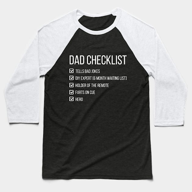 Funny Dad Checklist gift idea for the best dad! Baseball T-Shirt by Katebi Designs